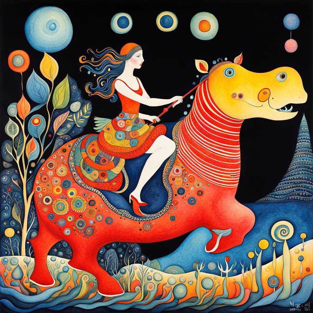 Riding a hippo