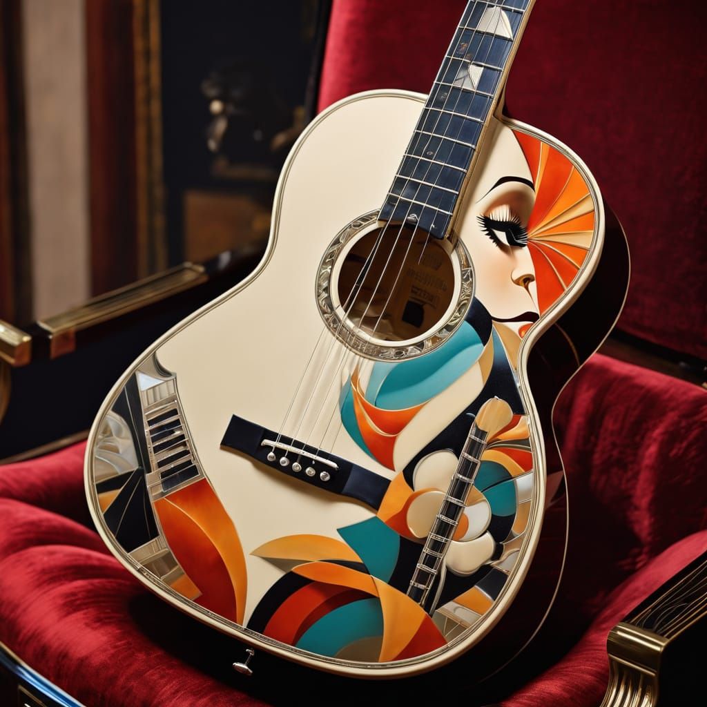 Guitar in art deco AI Generated Artwork NightCafe Creator