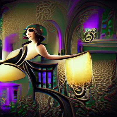 Mansion art deco film noir art nouveau 8k resolution volumetric
