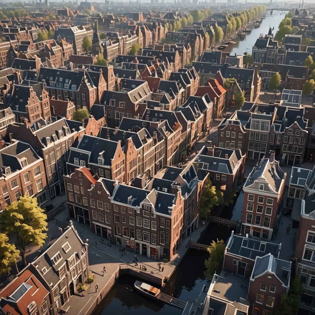 Aerial Cityscape view of Amsterdam