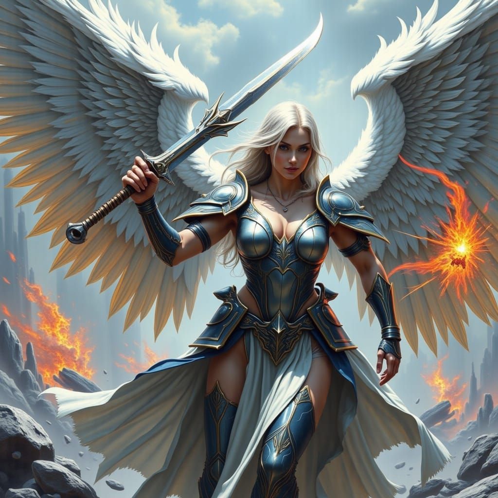  <lora:Angel Warrior:1.0>