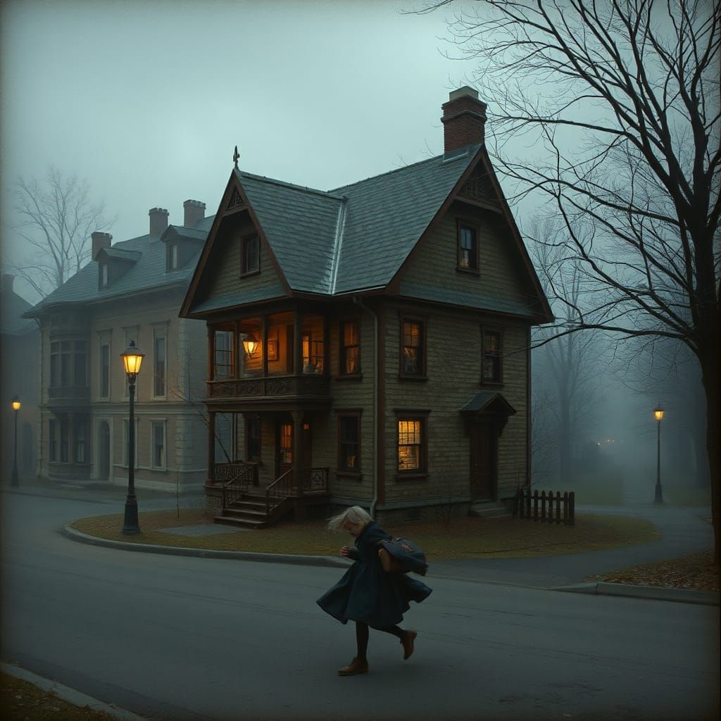"A long time later, on empty streets, the girl will for a mo...