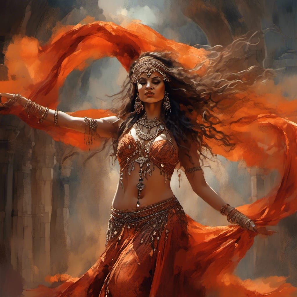 A dream dancer in red and orange