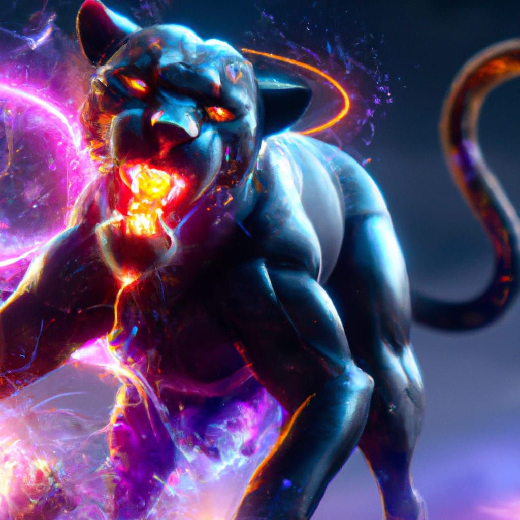 Cosmic celestial panther with flames in his eyes a masterpie...