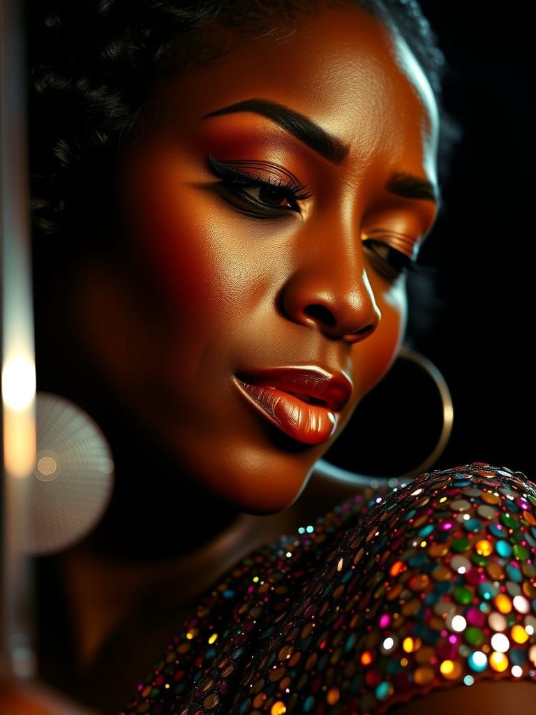 jazz singer wearing a vintage sequin dress  by @Arty Farty