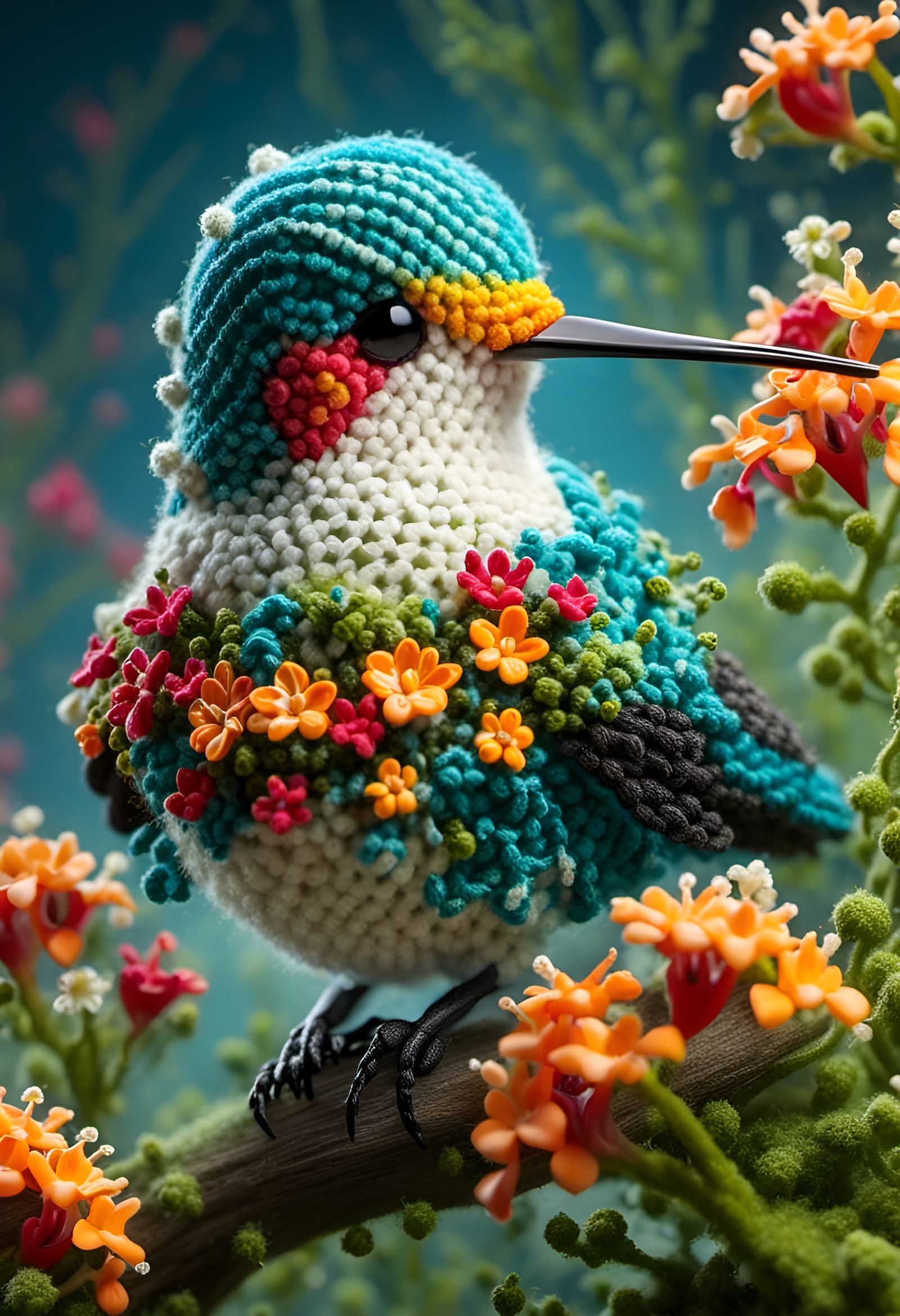 Crochet Floral Hummingbird - LoRA: FeyCrochet