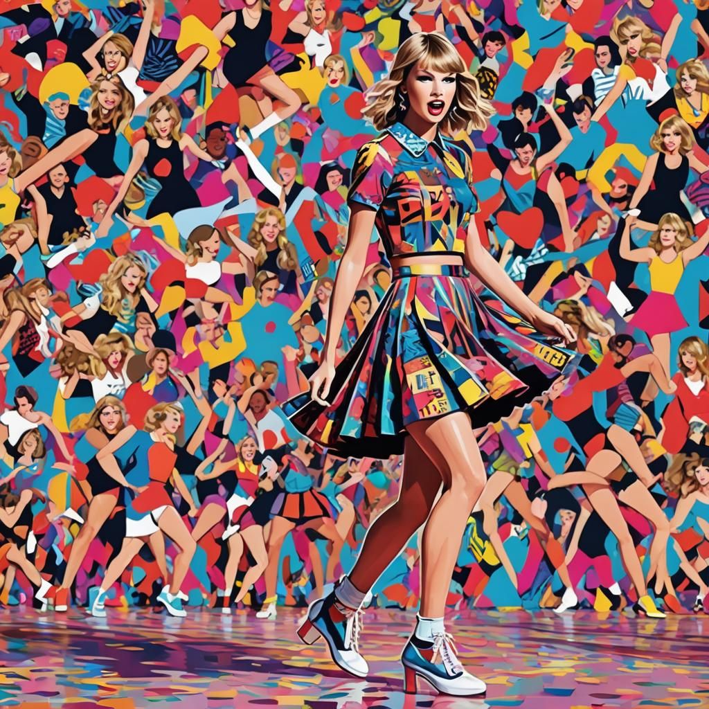 Taylor Swift in Pop Art Style on Stage