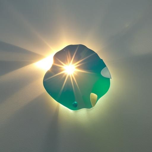 The sun shining through a piece of seaglass