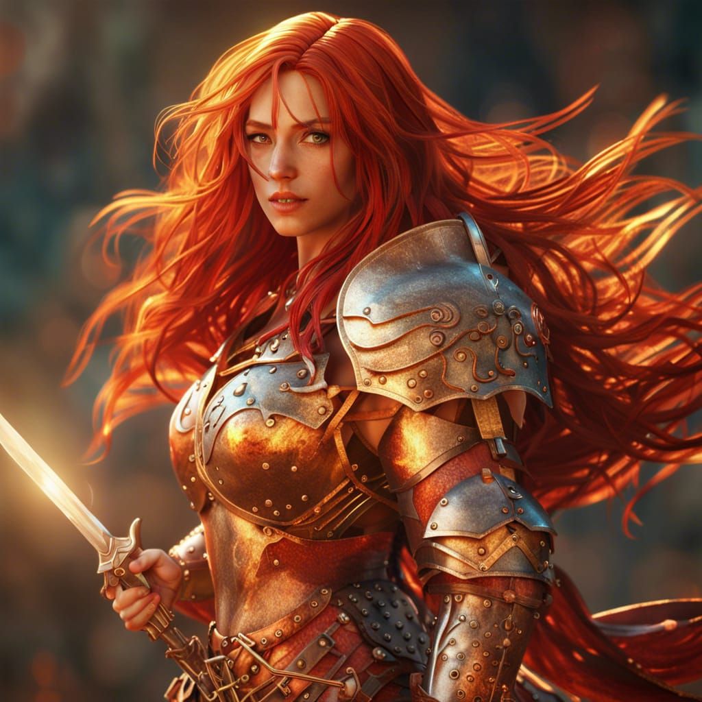 A human female Fighter  by @Ginger Warrior