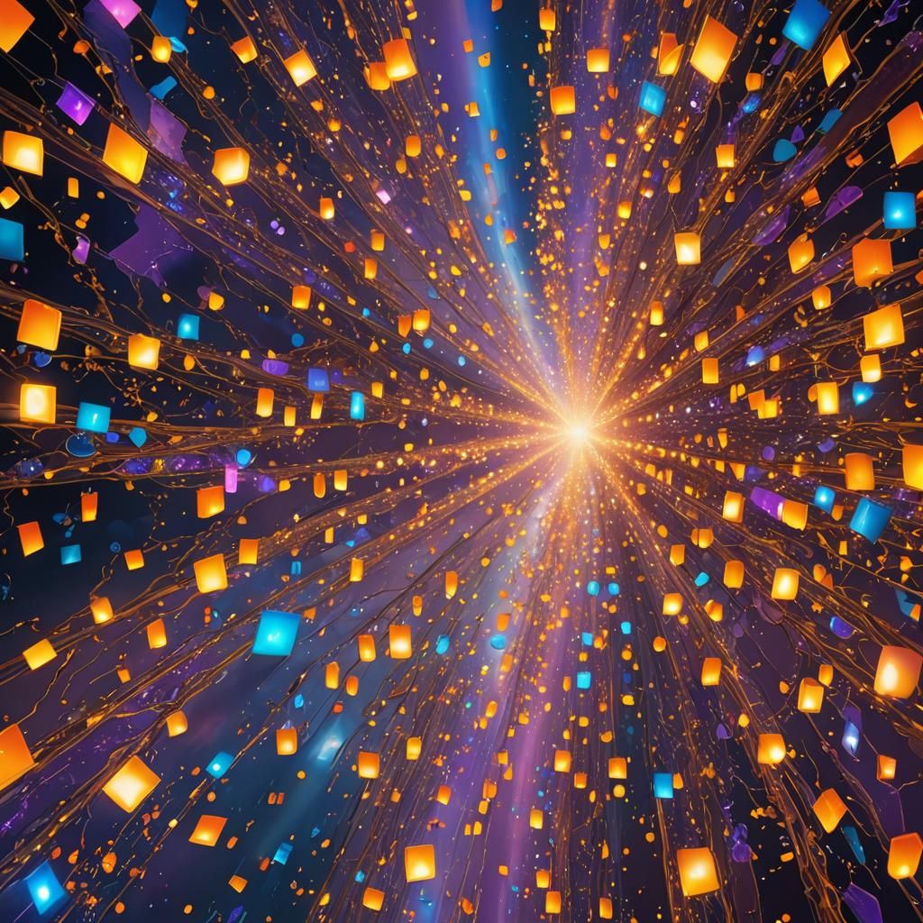 Infinite Glowing Lights in Surreal Art Nouveau Style