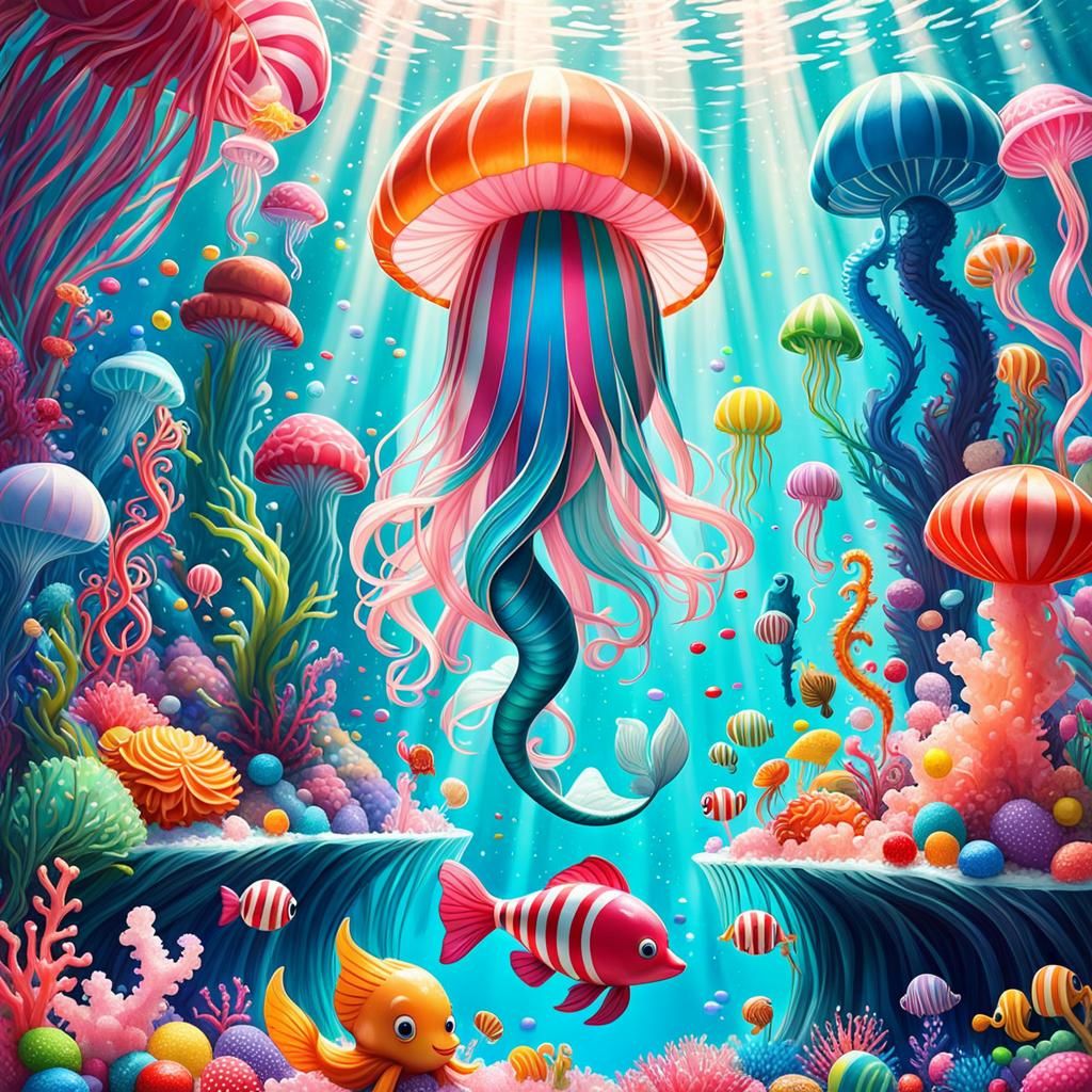 Lollies. Candy. Candyfloss Candy_Mermaid in an Underwater Candyland