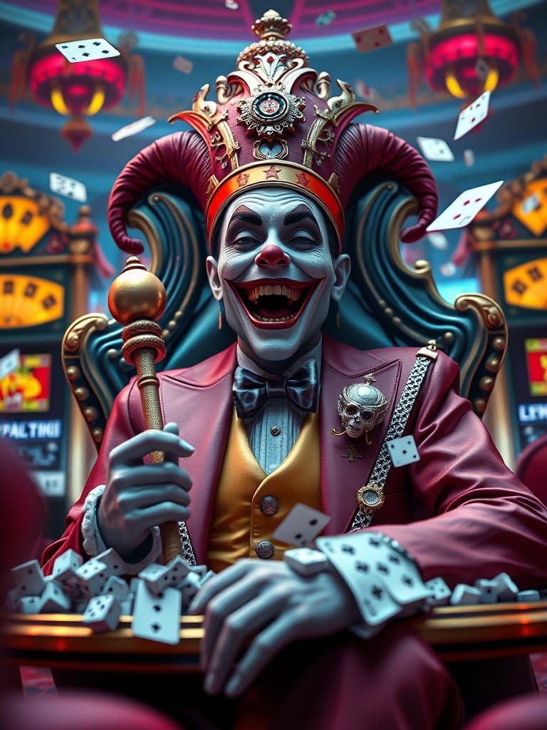 Joker Enthroned: Surreal Casino in Pop Baroque Style