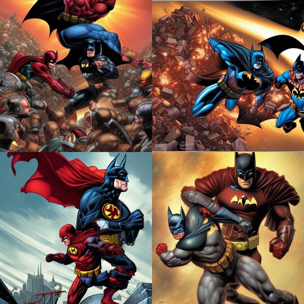 Batman fighting ironman