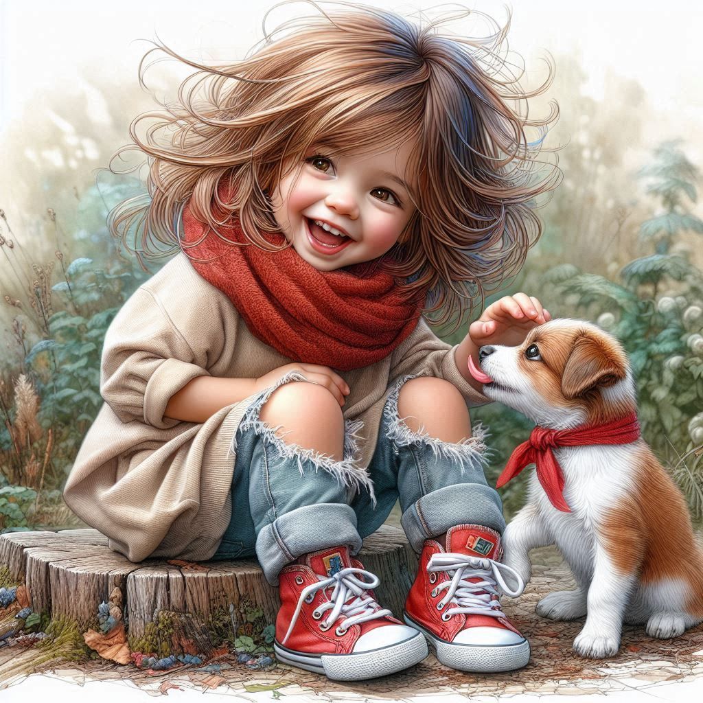 Little girl and her dog