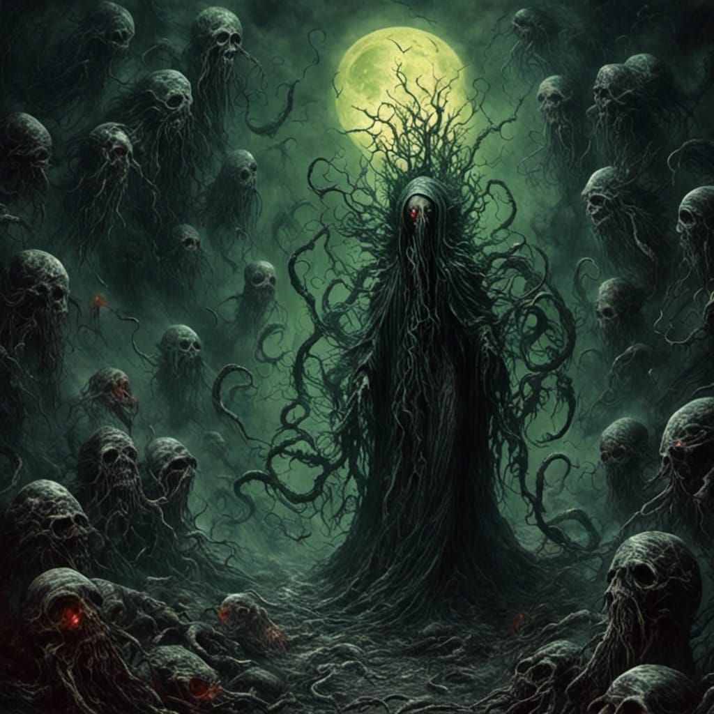 The hooded <lora:Lovecraftian v1:1.0> acolyte with burning r...