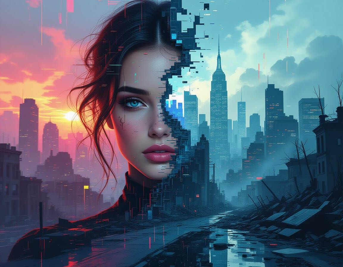 Daily Challenge #1016: Glitch Portraits  by @Lady Weirdo 