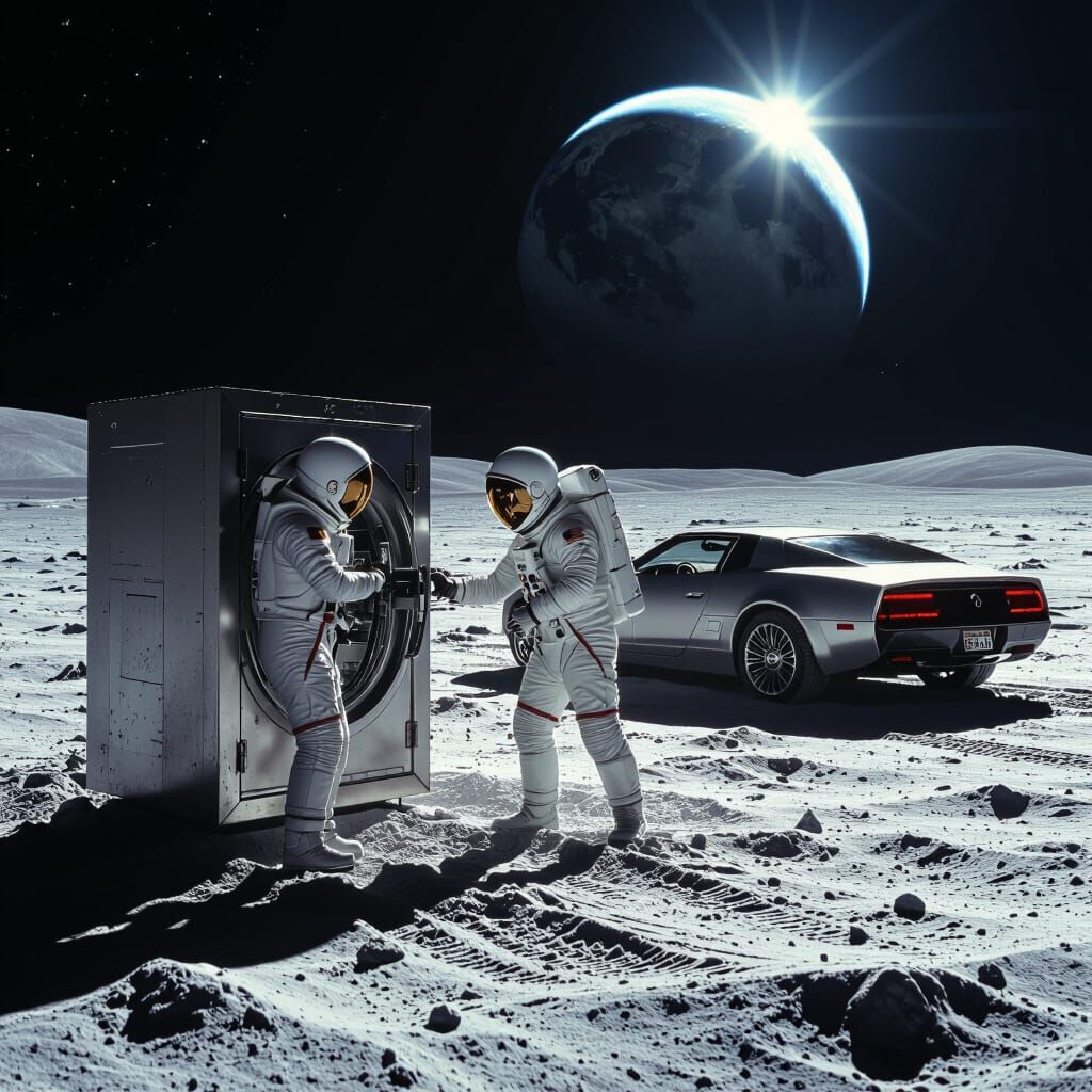 Man Cracks Safe on Moon with Luxury Car