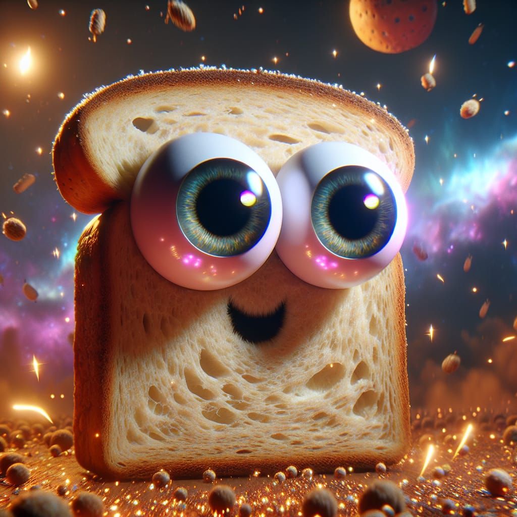 Googly-eyed wonder in a loaf of life  by @Artificial Artistry