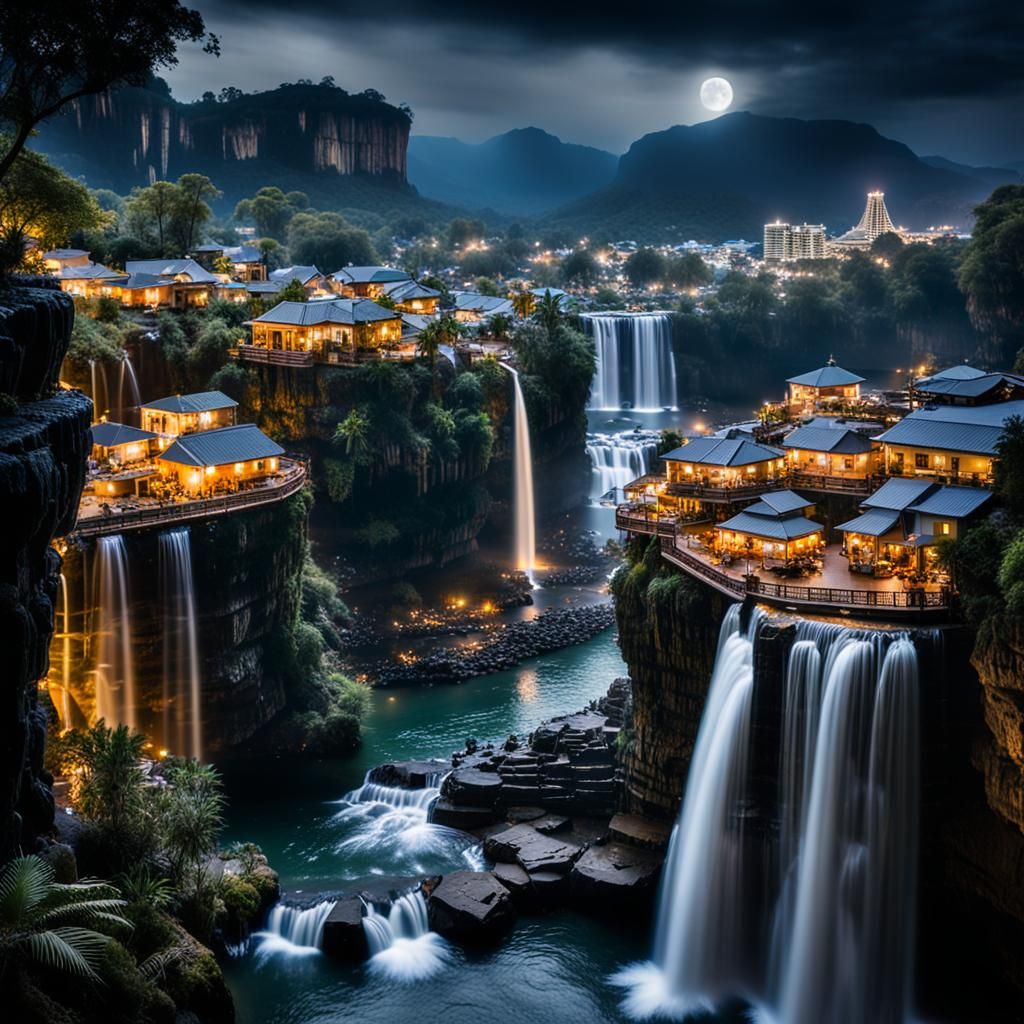 The beautiful  city around the waterfalls .  by @HiDDeN  Feel