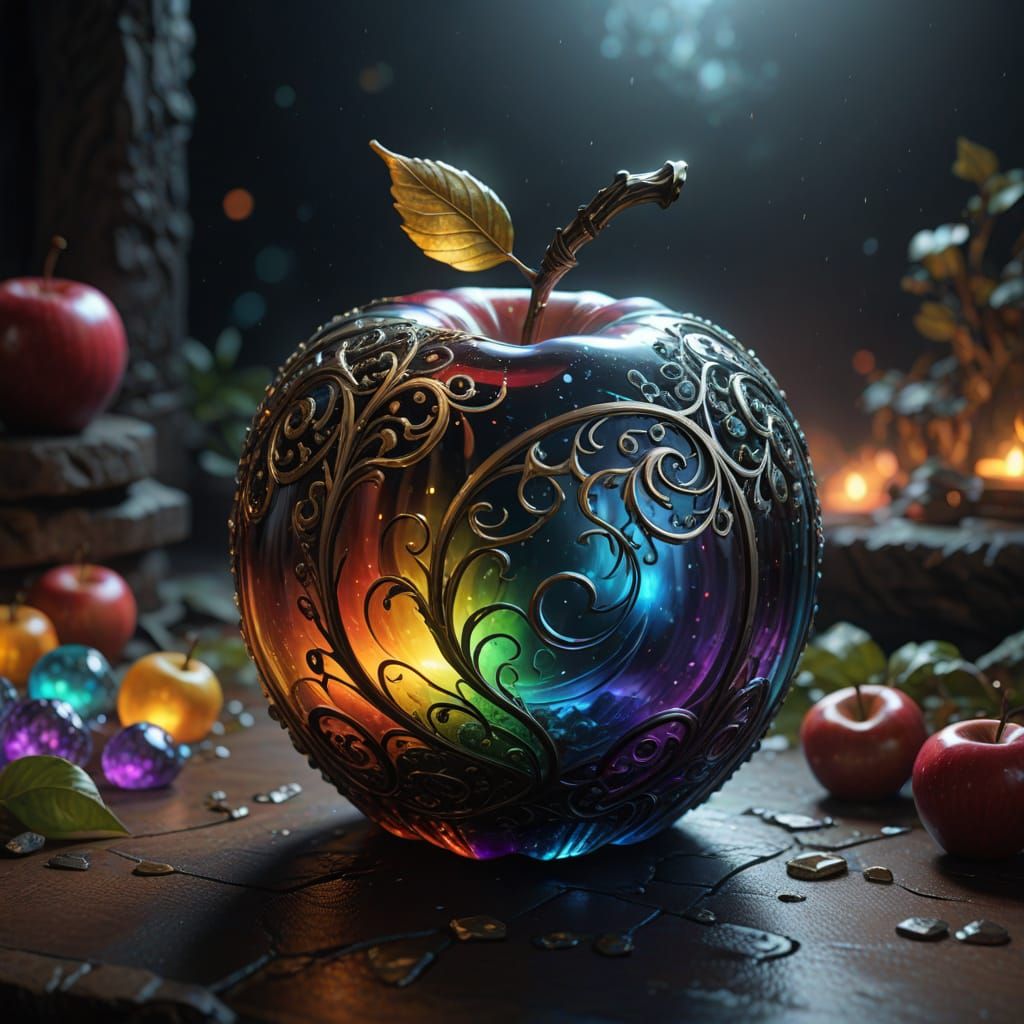rainbow glass apple detailed matte painting, deep color, fantastical, intricate detail, splash screen, ...  by @Cristian