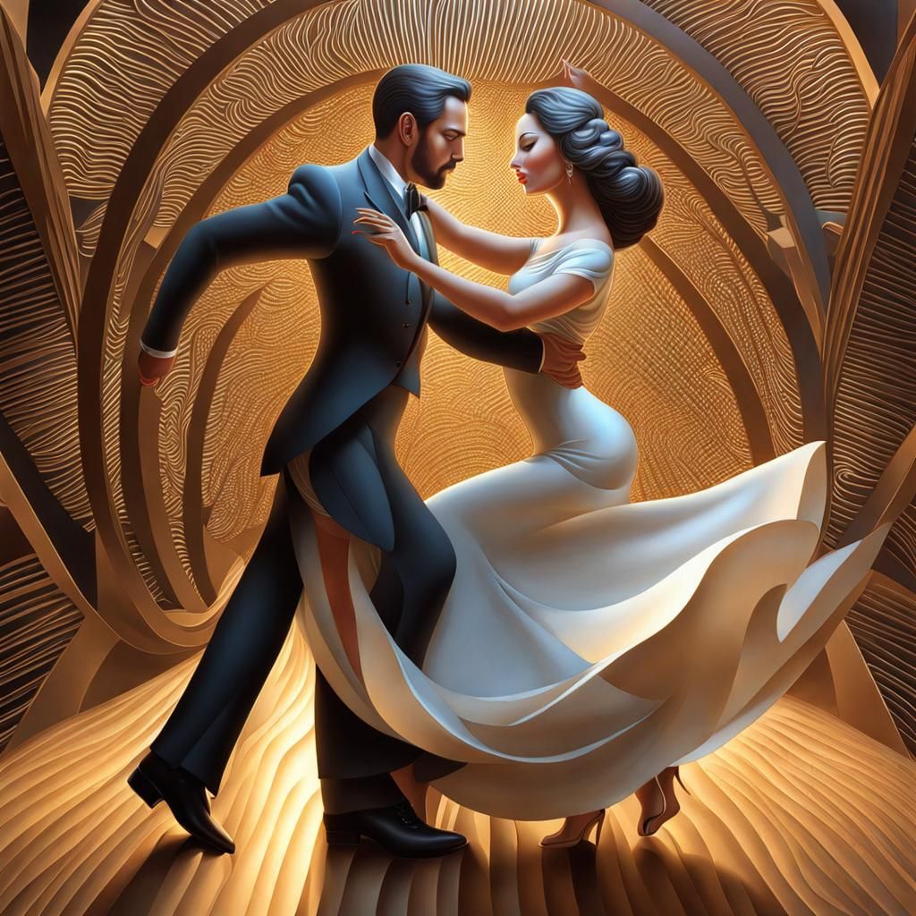 close up man and woman dancing 3D  hyperdetailed  by Georgey...