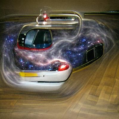 a car travelling through space