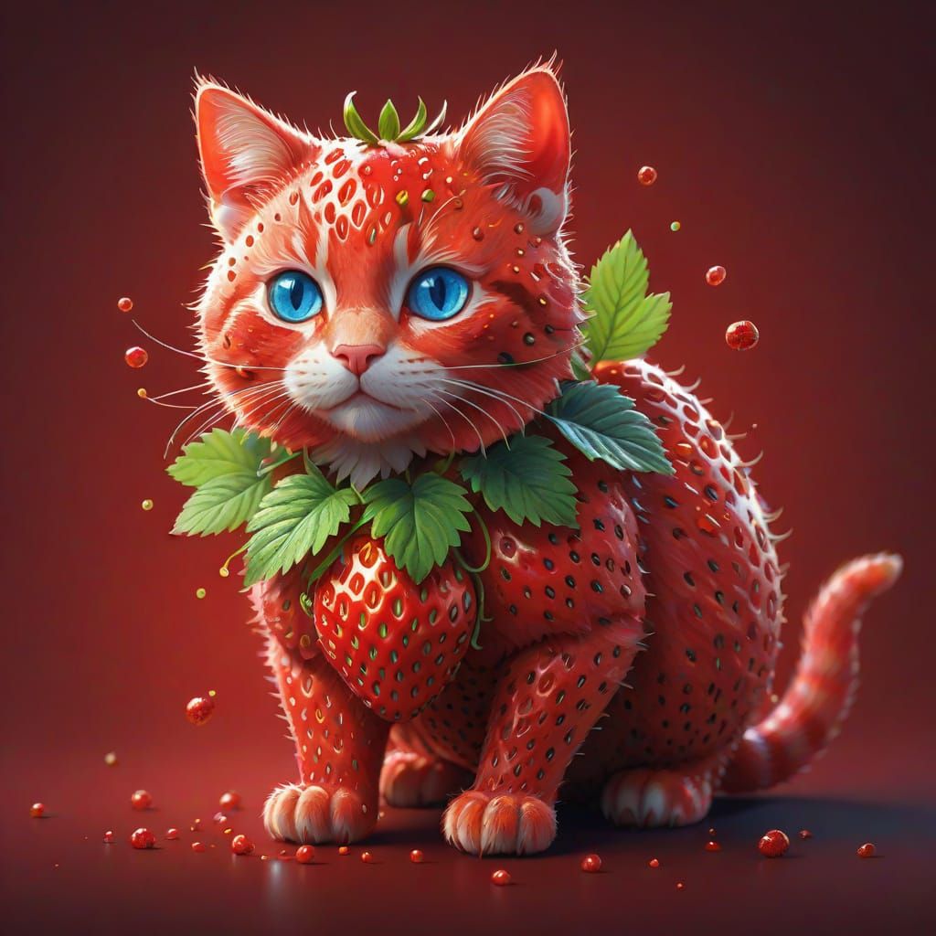 Strawberry Cat  by @Hek