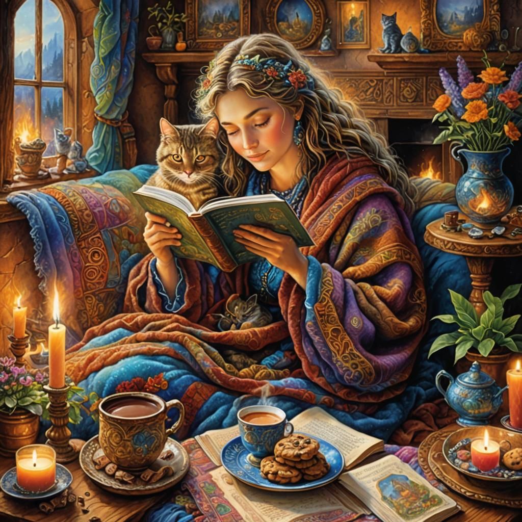 Candle light and reading, best evening  by @Sjieny