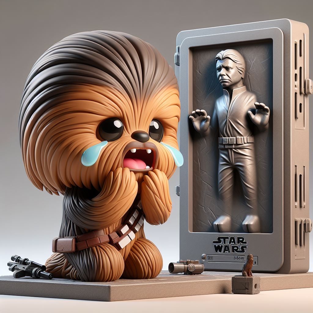 Chewbacca crying over Carbonite Han Solo