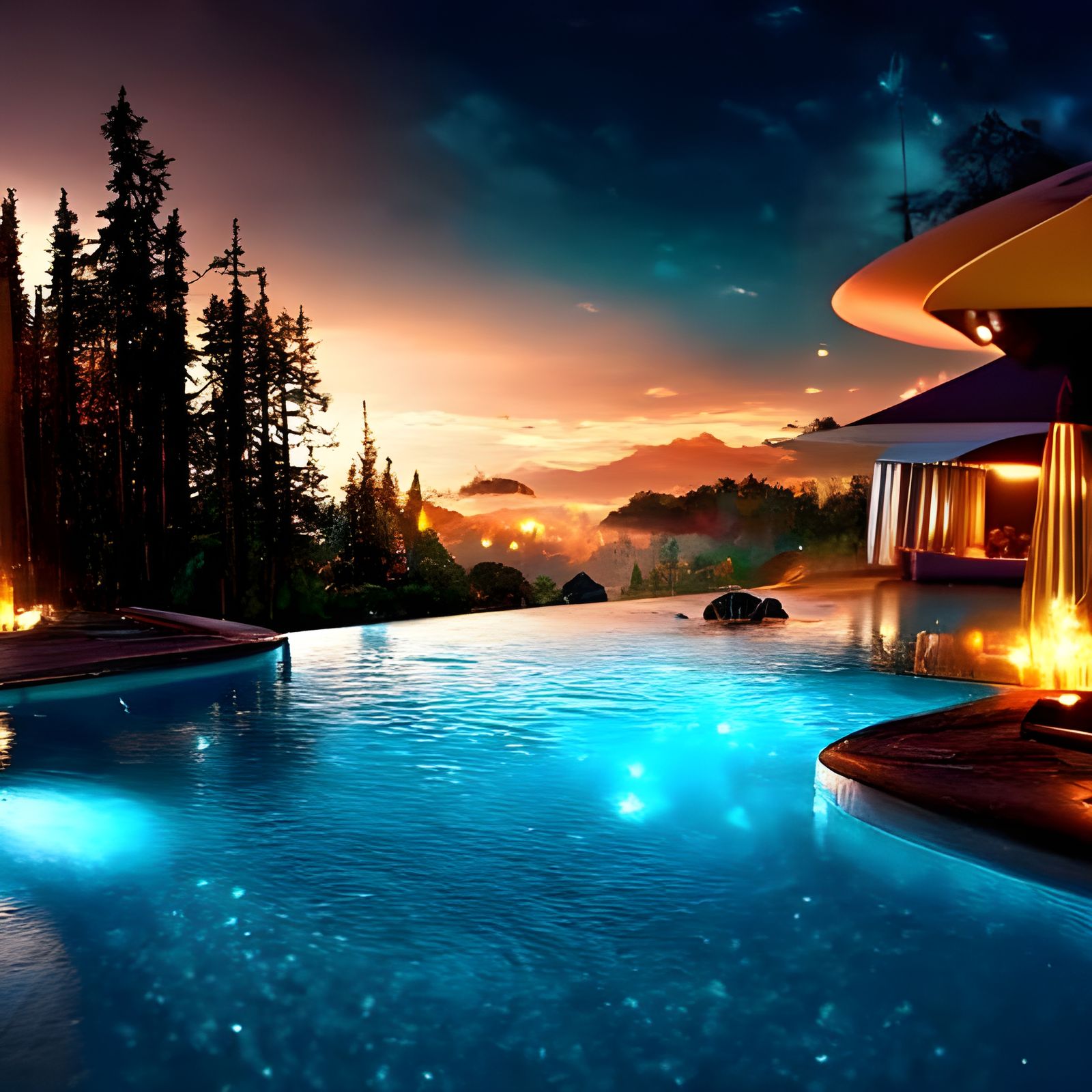 By the pool in a mountain top resort   by @nana