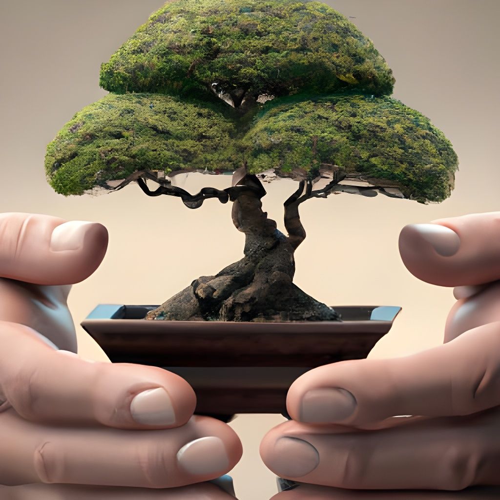 Holding a Bonsai Plant  by @Obelisk of Light