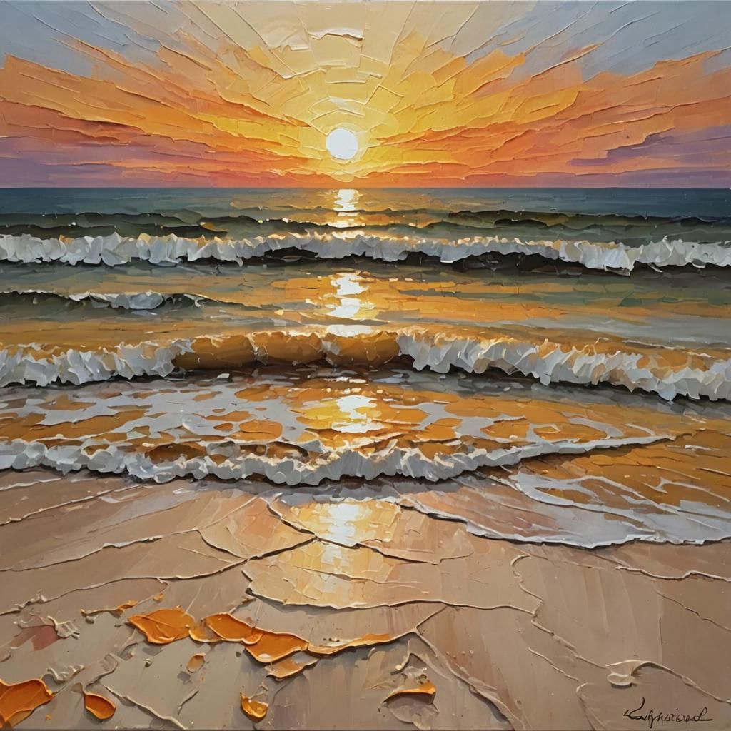 impasto painting sunset - AI Generated Artwork - NightCafe Creator