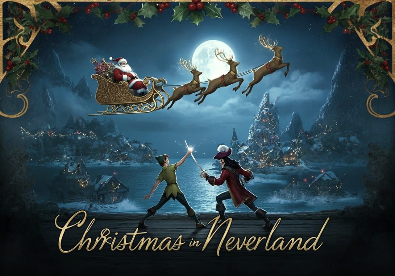 Vintage Postcard for "Christmas in Neverland "  by @Chief_Runs-with-scissors