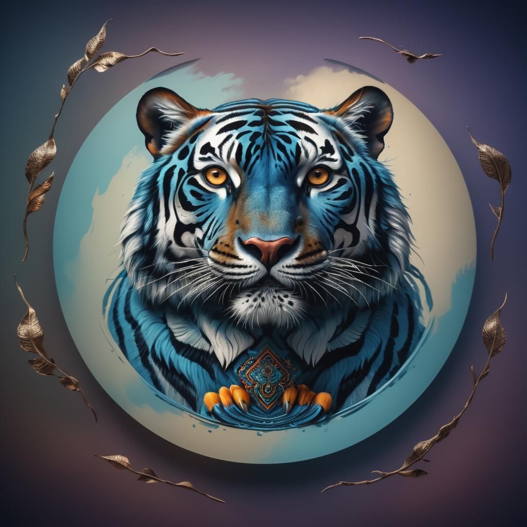 Blue tiger portrait