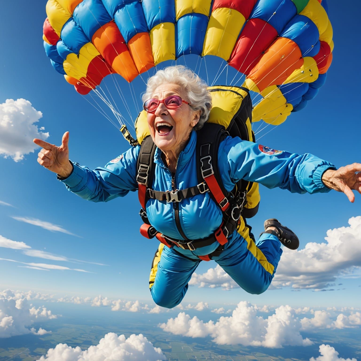 grandma skydiving  by @snickrs