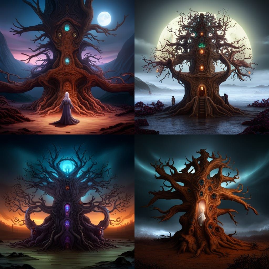 Haunted Tree With women spirits floating around