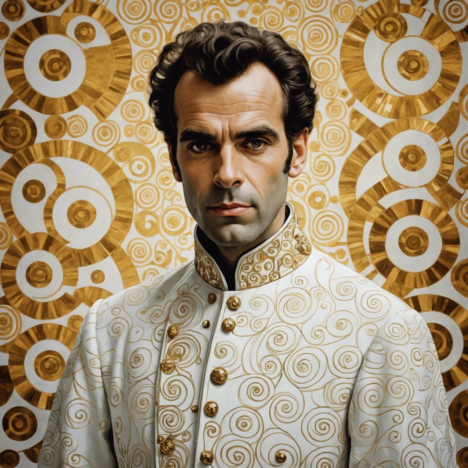 Young Maximilian Schell in white Gustav Klimt - AI Generated Artwork ...