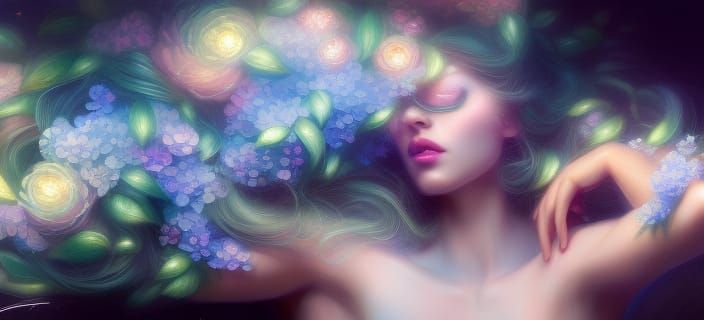 Magical Flowering Vines in Hyperrealistic Rococo Style
