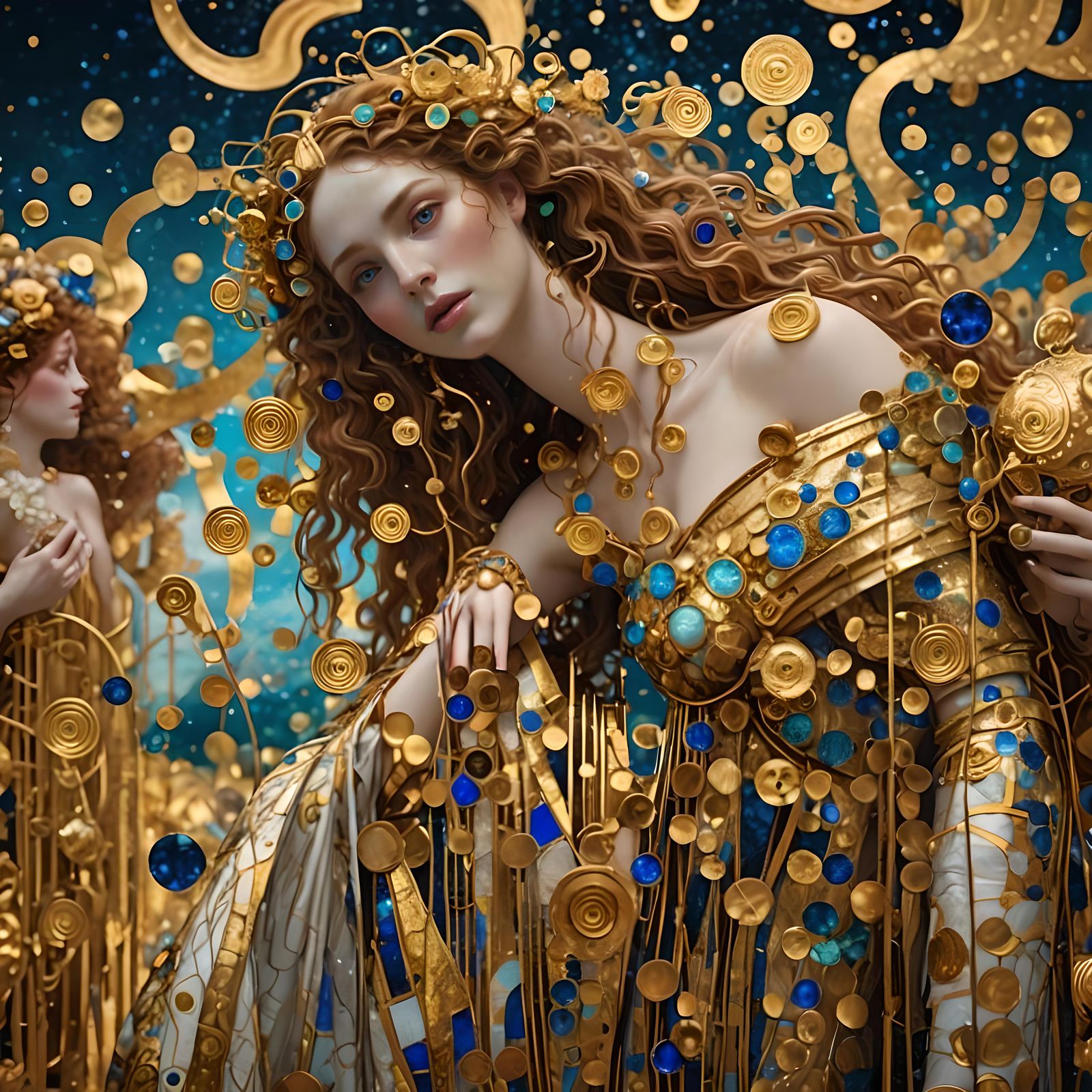 Goddess Venus in klimt style art
