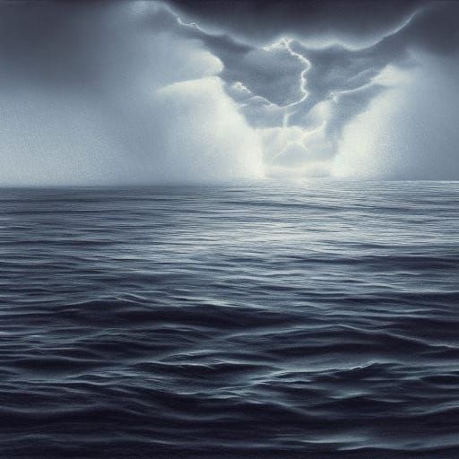 seascape, thunderstorm