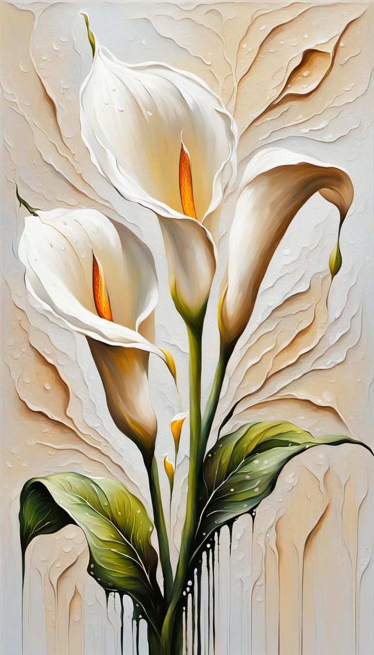 Abstract calla flower in white, Oil painting