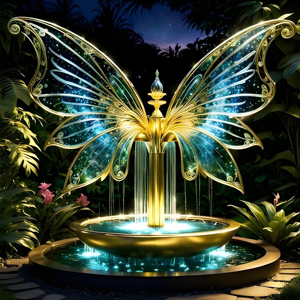 Glasswing Butterfly Fountain.  by @SmartArtz