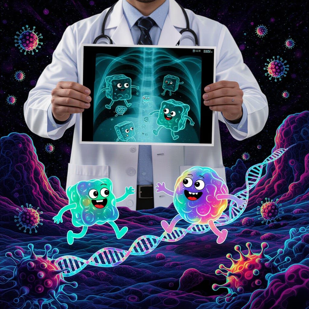 The microscopic world of bacterie and cells are having a jolly time.  by @Hannah