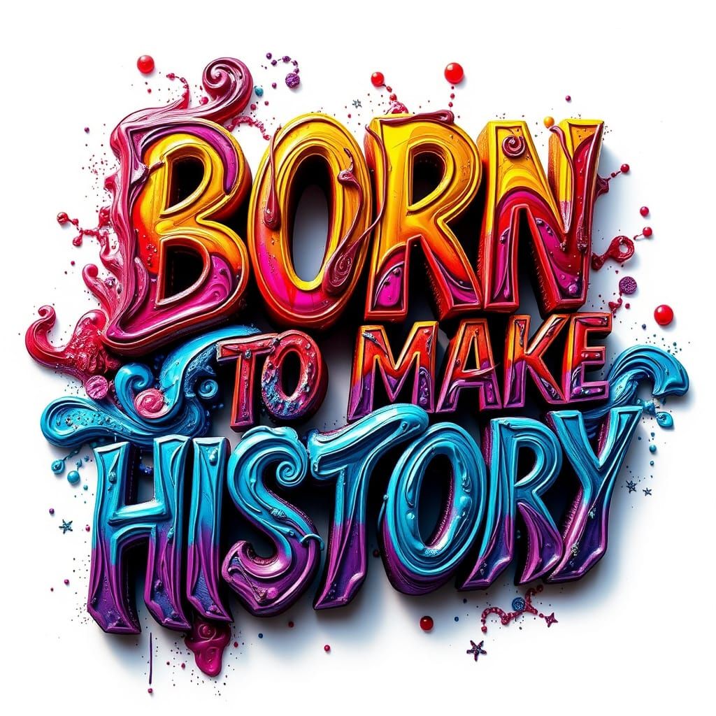 Dynamic 3D Letters in Psychedelic Futurism Style