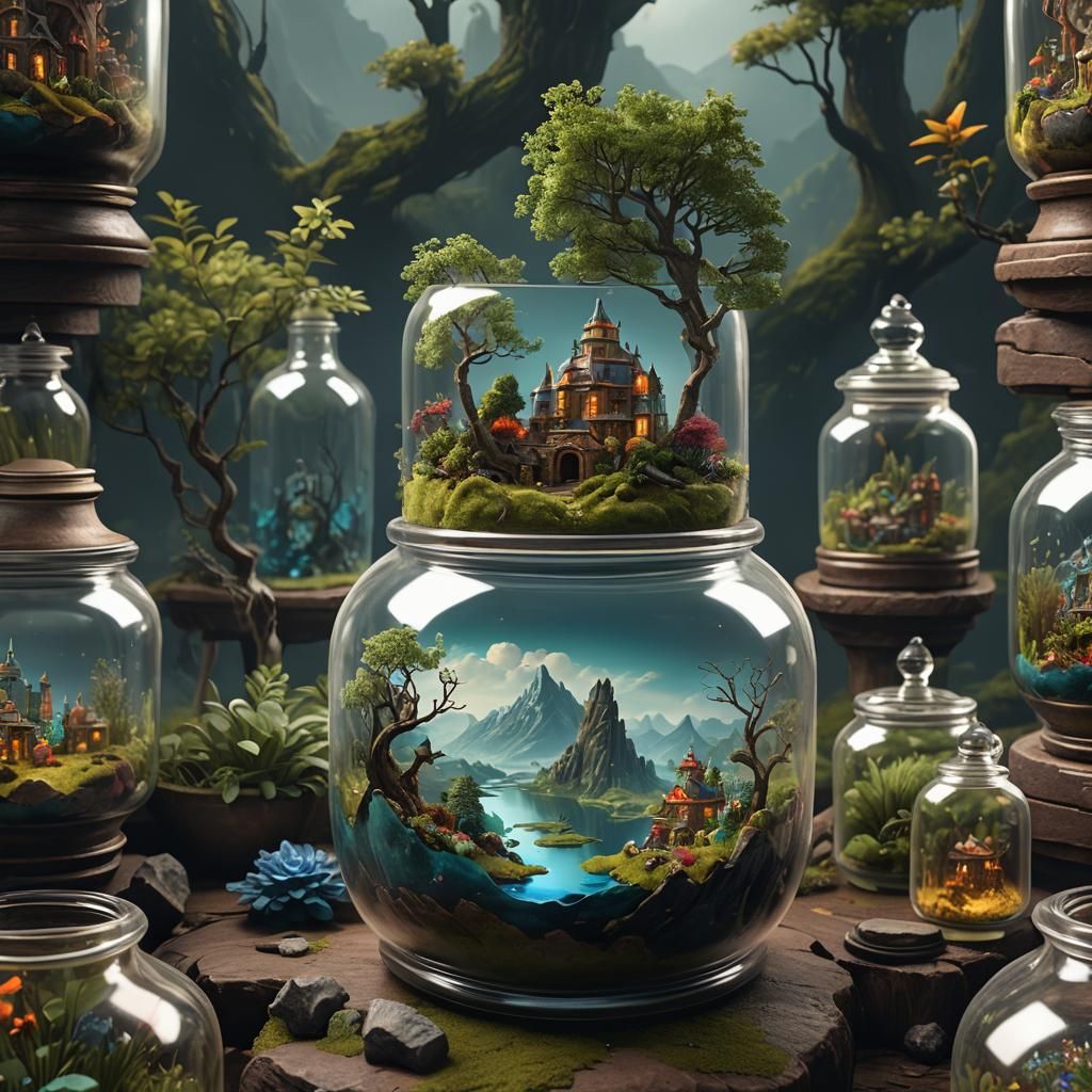 Miniature Landscape Inside Glass Jar