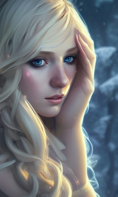 Portrait of elf female with Blonde hair and with cute face, ...
