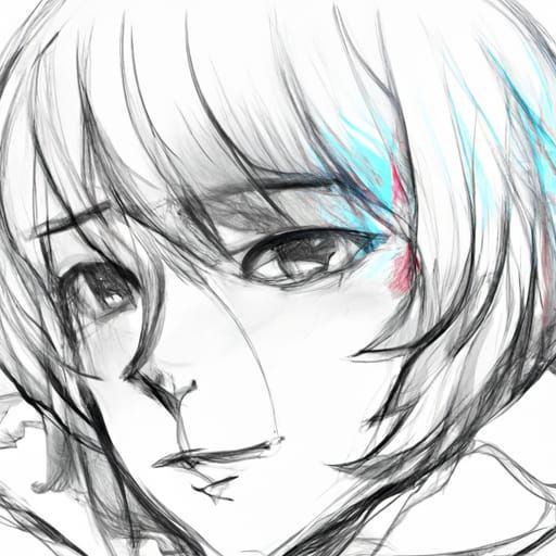 Pencil sketch of an anime girl on Craiyon