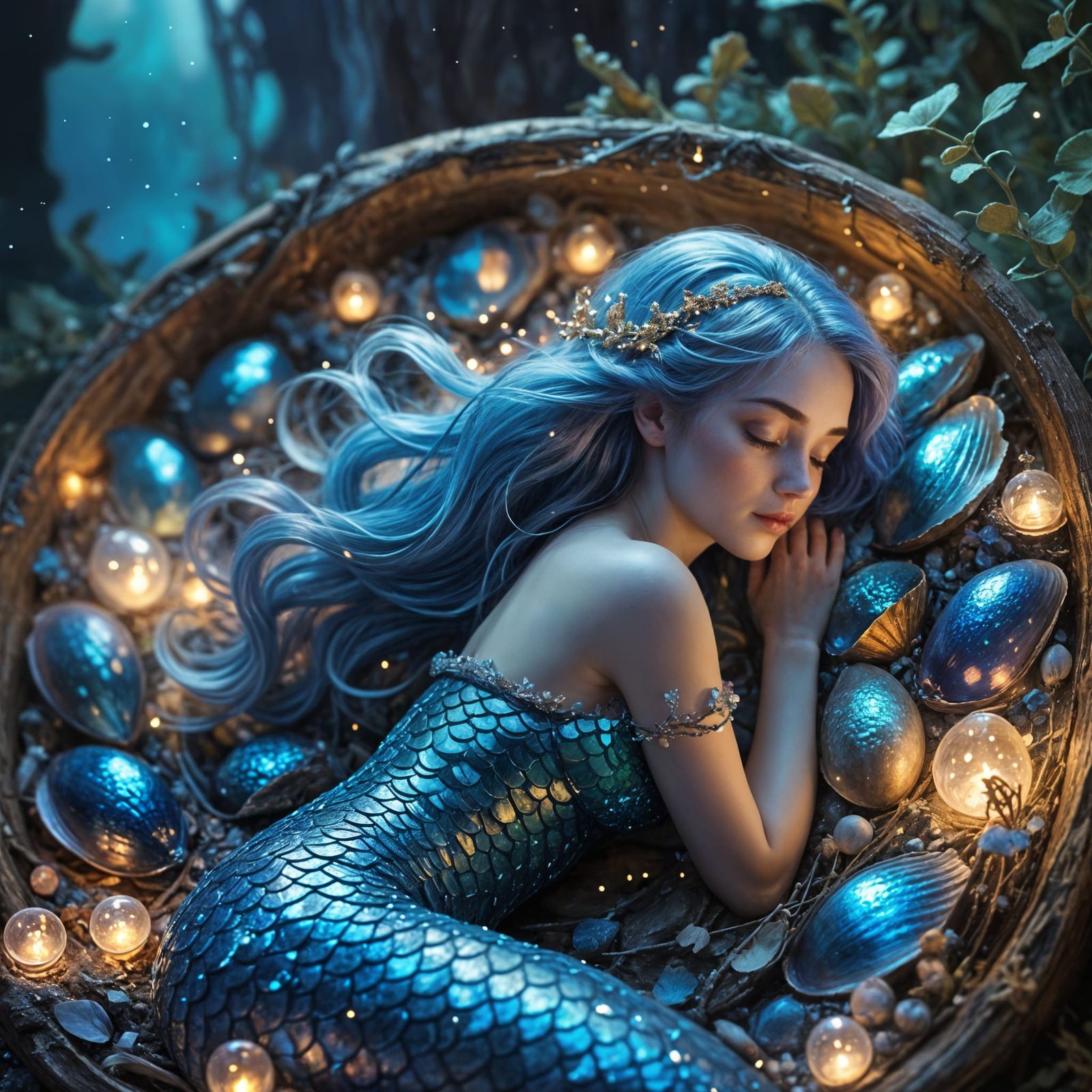 sleeping mermaid  by @Charlotti