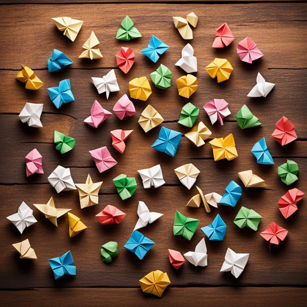 Lucky Charms Cereal on Wooden Table, Origami Style