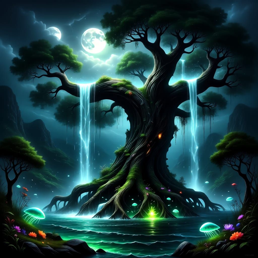 Steampunk City in a Giant Tree